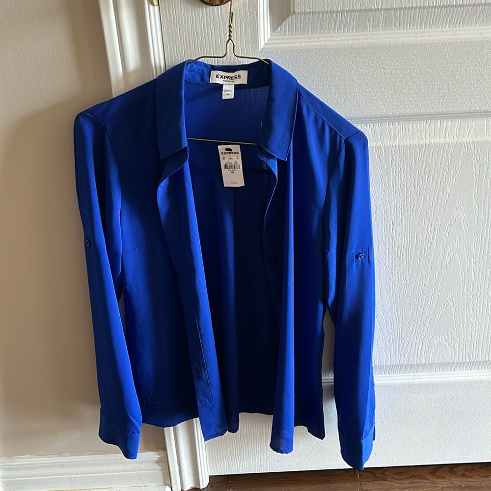 Express Portofino Classic Shirt - Royal Blue- Size XS -NWT